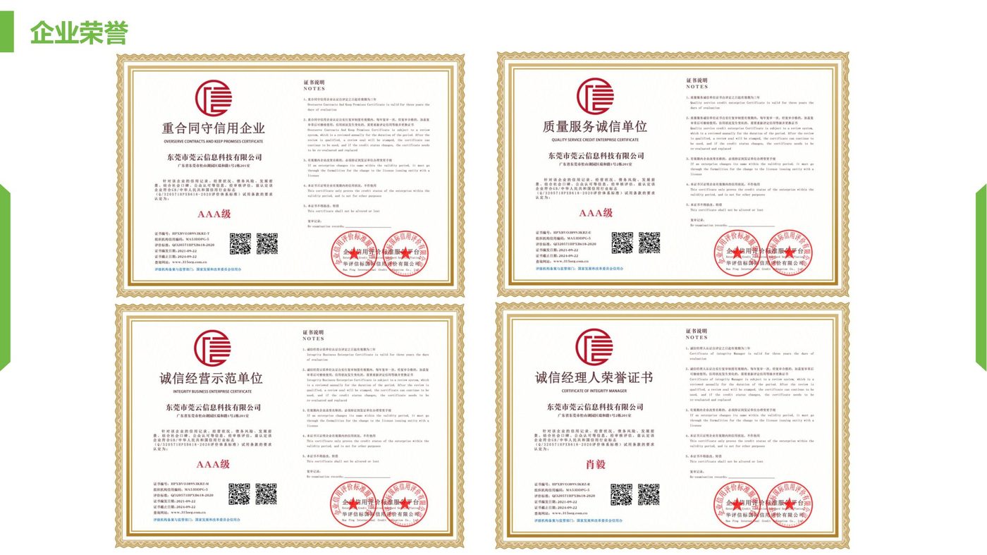 微三云行业奖项与技术认证展示